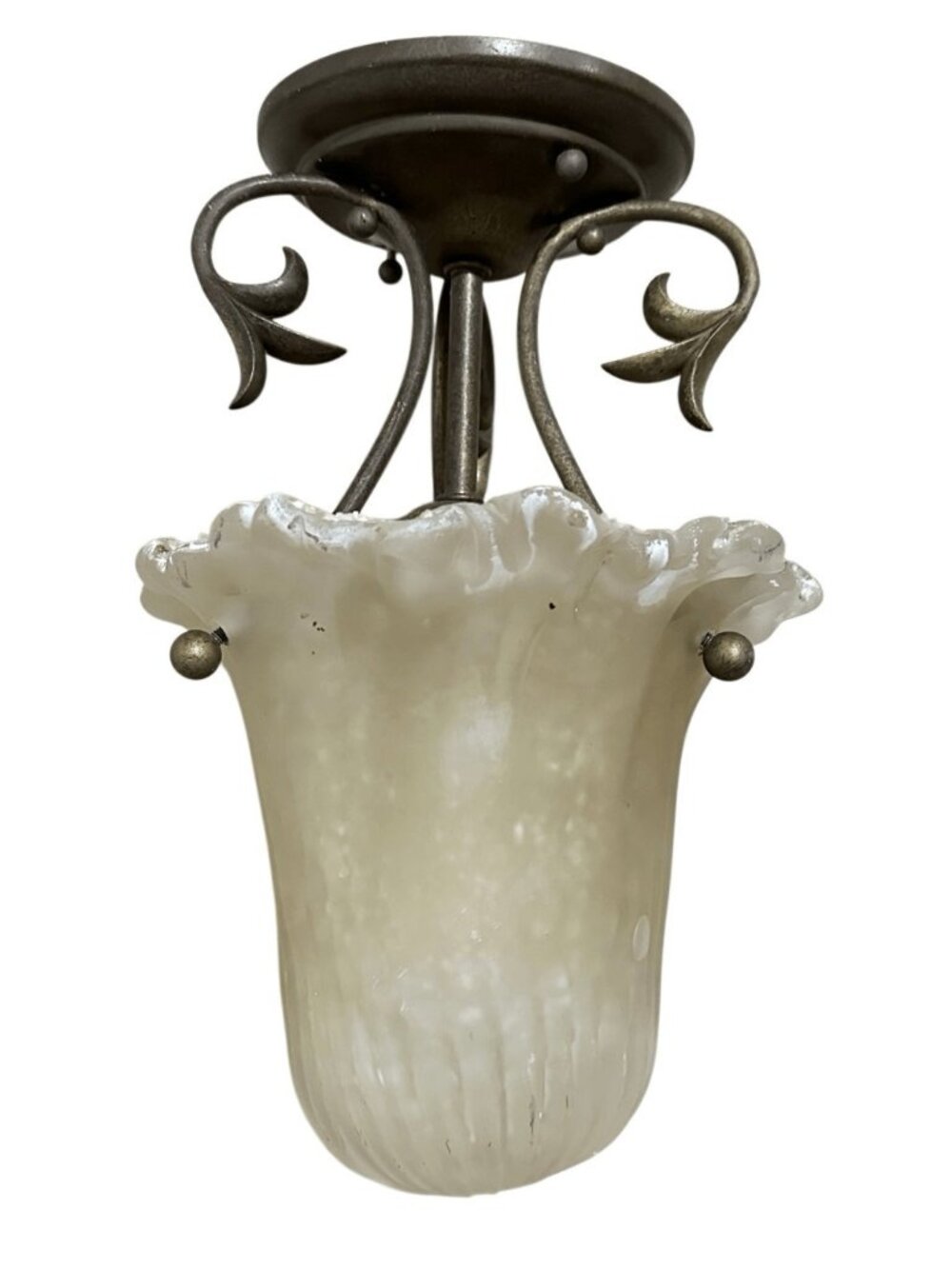 Vintage Art Nouveau Style Alabaster Glass Mini Pendant Flush Mount